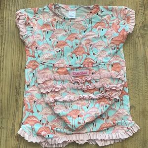 Ruffle Butts Girls Tankini Size 10. Flamingo fun print.
